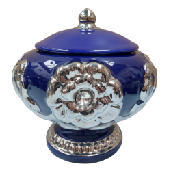 Sopera Porcelana Yemanja 22 x 21 cm (Azul con plateado) 8.5 in